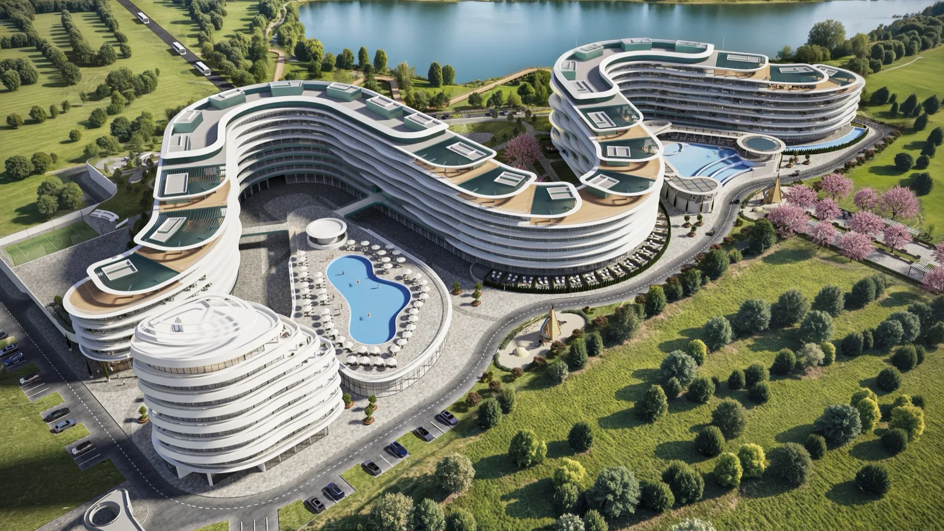 Курортный комплекс Атлантис Resort & Terms в Западном Крыму, вид с высоты
